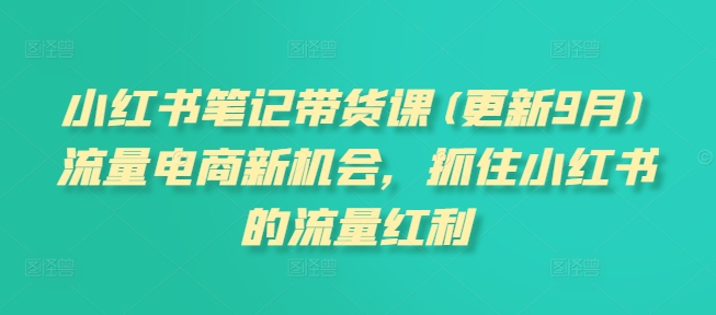 小红书笔记带货课(更新25年1月)流量电商新机会，抓住小红书的流量红利|HOOK协议网