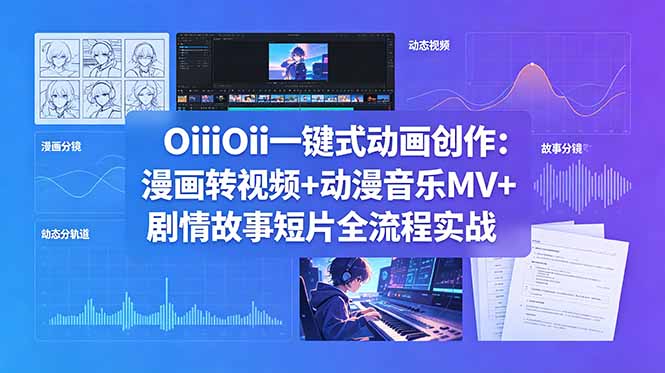 OiiOii一键式动画创作：漫画转视频+动漫音乐MV+剧情故事短片全流程实战|一人科技公司导航