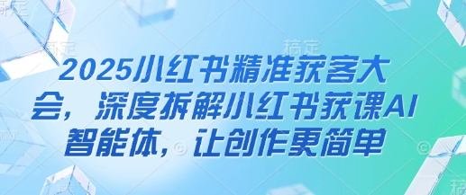2025小红书精准获客大会，深度拆解小红书获课AI智能体，让创作更简单|HOOK协议网