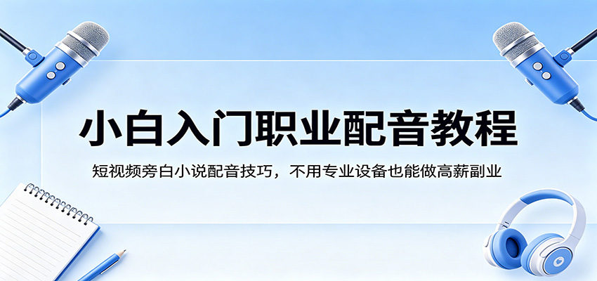 小白入门职业配音教程，短视频旁白小说配音技巧，不用专业设备也能做高薪副业|协议软件打粉软件