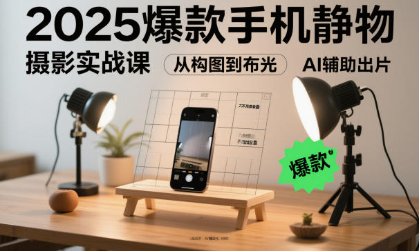 2025爆款手机静物摄影实战课，从构图到布光，不用贵设备，AI辅助出片|HOOK协议网