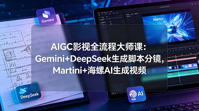 AIGC影视全流程大师课：Gemini+DeepSeek生成脚本分镜，Martini+海螺AI生成视频|一人科技公司导航