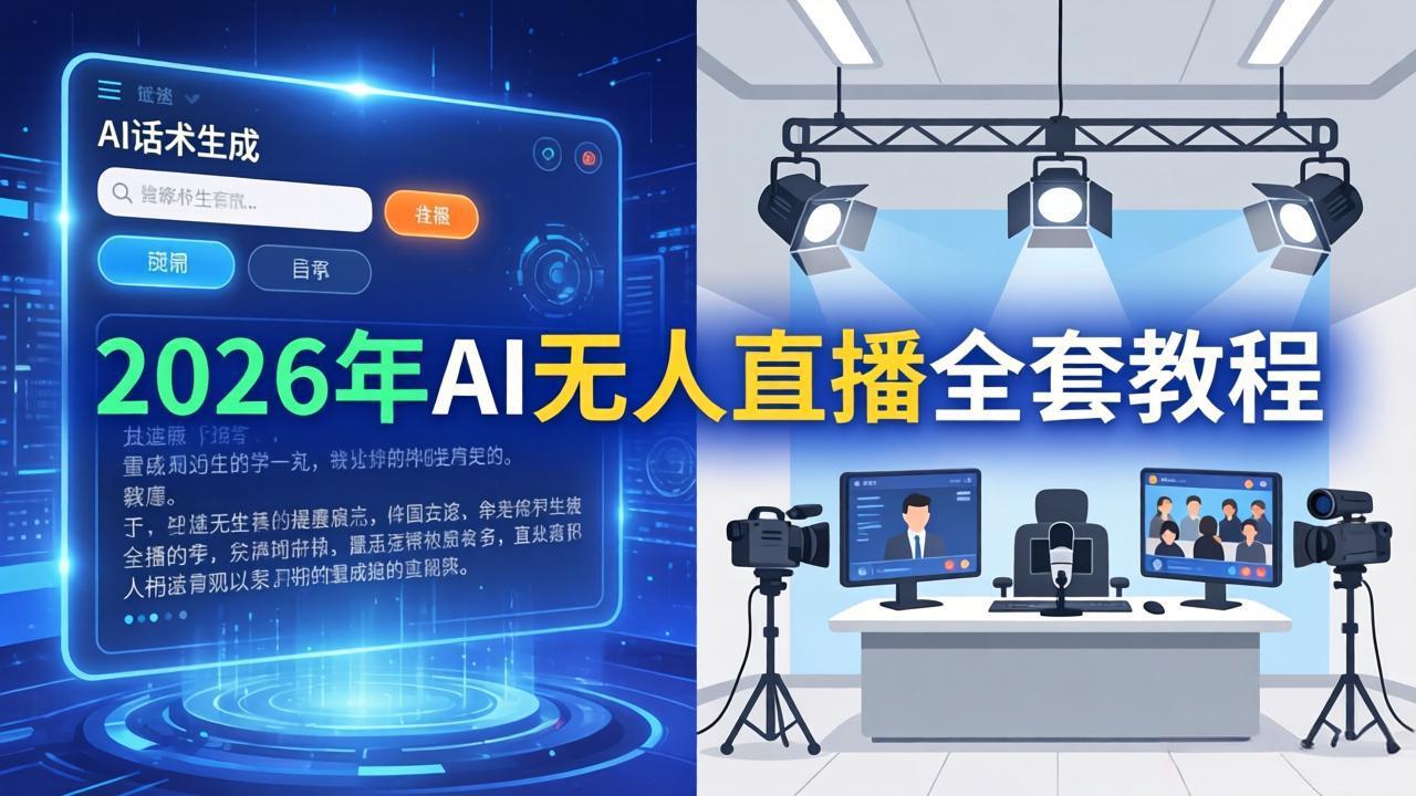 2026年AI无人直播全套教程：OBS安装+软件配置+直播间搭建+话术生成+一键开播实操|协议软件打粉软件