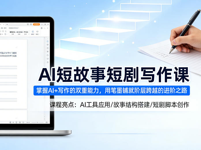 AI短故事短剧写作课，掌握AI+写作的双重能力，用笔墨铺就阶层跨越的进阶之路|协议软件打粉软件