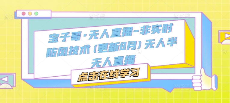 宝子哥·无人直播-非实时防风技术(更新11月)无人半无人直播|HOOK协议网