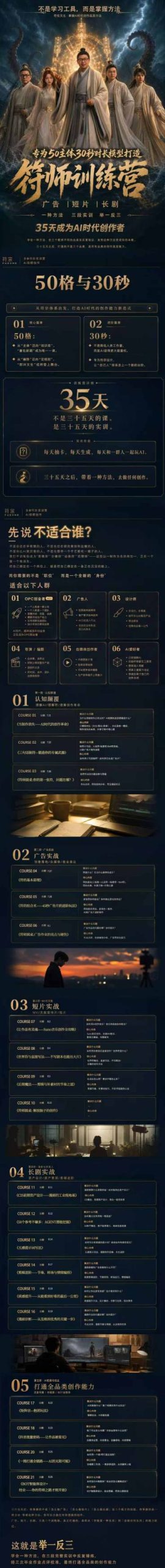 多参宗符师训练营，35天成为AI时代创作者，广告|短片|长剧，一种方法，三段实训，举一反三，打通全品类的创作能力|一人科技OPC聚合软件