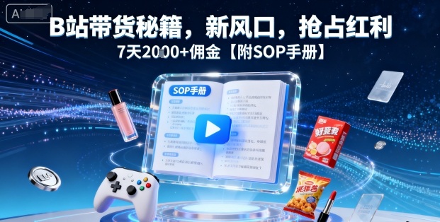 B站带货秘籍，新风口，抢占红利，7天2k+佣金【附SOP手册】|HOOK协议网