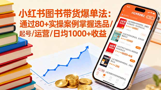 小红书图书带货爆单法：通过80+实操案例掌握选品/起号/运营/日均1000+收益|HOOK协议网