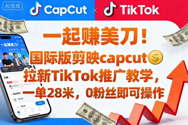 一起賺美刀！国际版剪映capcut拉新TikTok推广教学，一单28米，0粉丝即可操作(附推广入口和教学)|HOOK协议网