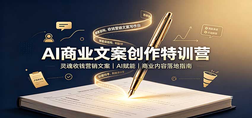 AI商业文案创作特训营：灵魂收钱营销文案，AI赋能，商业内容落地指南|一人科技OPC聚合软件