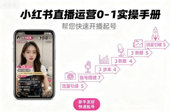 小红书直播运营0-1实操手册，帮您快速开播起号|HOOK协议网