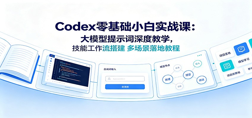 Codex零基础小白实战课：大模型提示词深度教学，技能工作流搭建多场景落地教程|一人科技OPC聚合软件