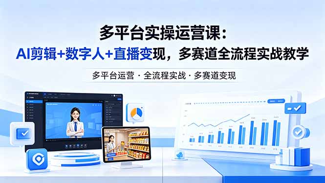 某团队多平台实操运营课-更新26年4月20：AI剪辑+数字人+直播变现，多赛道全流程实战教学|协议软件打粉软件