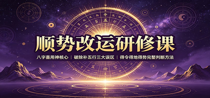 顺势改运研修课：八字喜用神核心，破除补五行三大误区，得令得地得势完整判断方法|一人科技OPC聚合软件