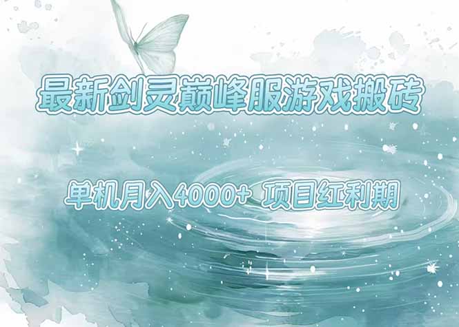 最新剑灵巅峰服游戏搬砖，项目红利期，单机稳定4000+操作简单好上手|HOOK协议网
