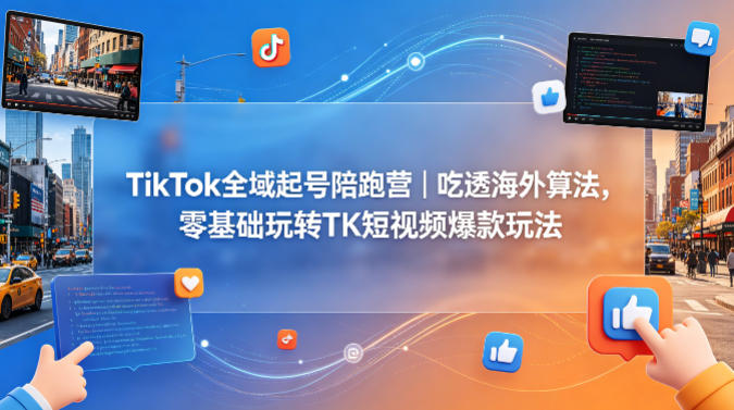 TikTok全域起号陪跑营｜吃透海外算法，零基础玩转TK短视频爆款玩法|协议软件打粉软件