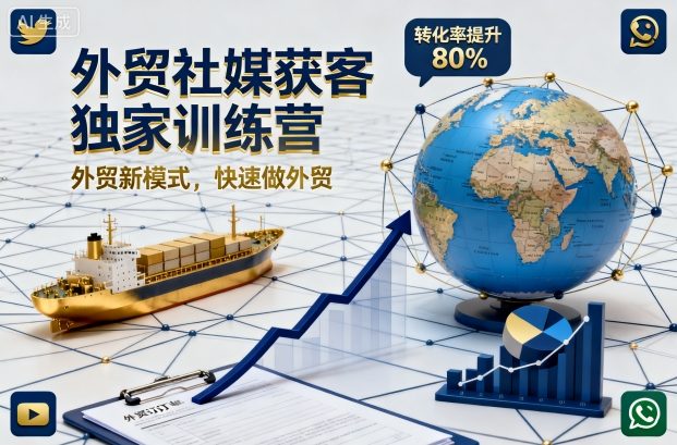外贸社媒获客独家训练营，外贸新模式，快速做外贸(更新26年3月)|协议软件打粉软件