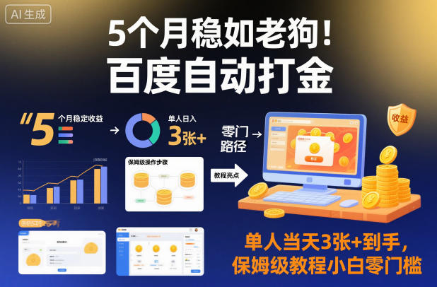 5个月稳如老狗！百度自动打金，单人当天3张+到手，保姆级教程小白零门槛【揭秘】|HOOK协议网