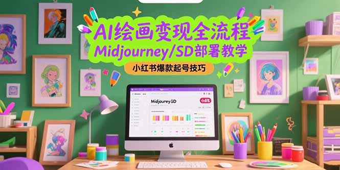 AI绘画变现全流程，Midjourney/SD部署教学，小红书爆款起号技巧|HOOK协议网