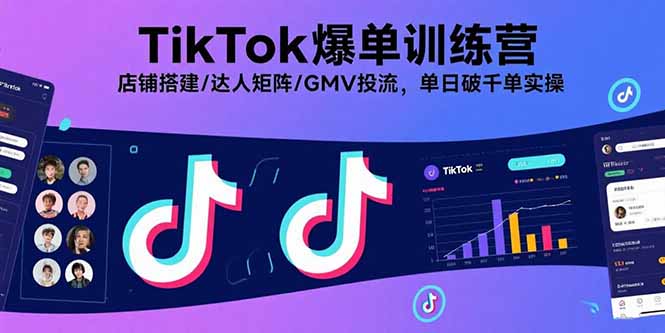 TikTok爆单训练营，店铺搭建/达人矩阵/GMV投流，单日破千单实操|HOOK协议网