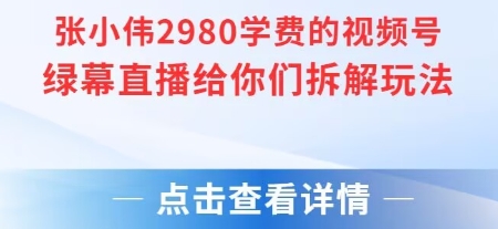 张小伟2980付费额视频号绿幕直播给你们拆解玩法|HOOK协议网