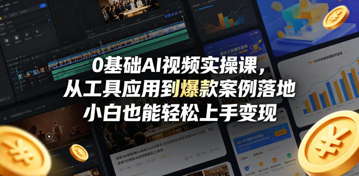 0基础AI视频实操课，从工具应用到爆款案例落地，小白也能轻松上手变现|一人科技公司导航