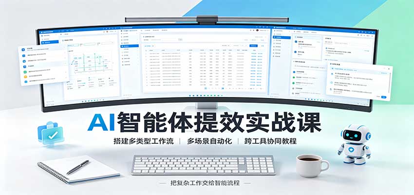 AI智能体提效实战课：搭建多类型工作流，多场景自动化，跨工具协同教程|一人科技OPC聚合软件