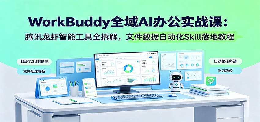 WorkBuddy全域AI办公实战课：腾讯龙虾智能工具全拆解，文件数据自动化Skill落地教程|一人科技OPC聚合软件