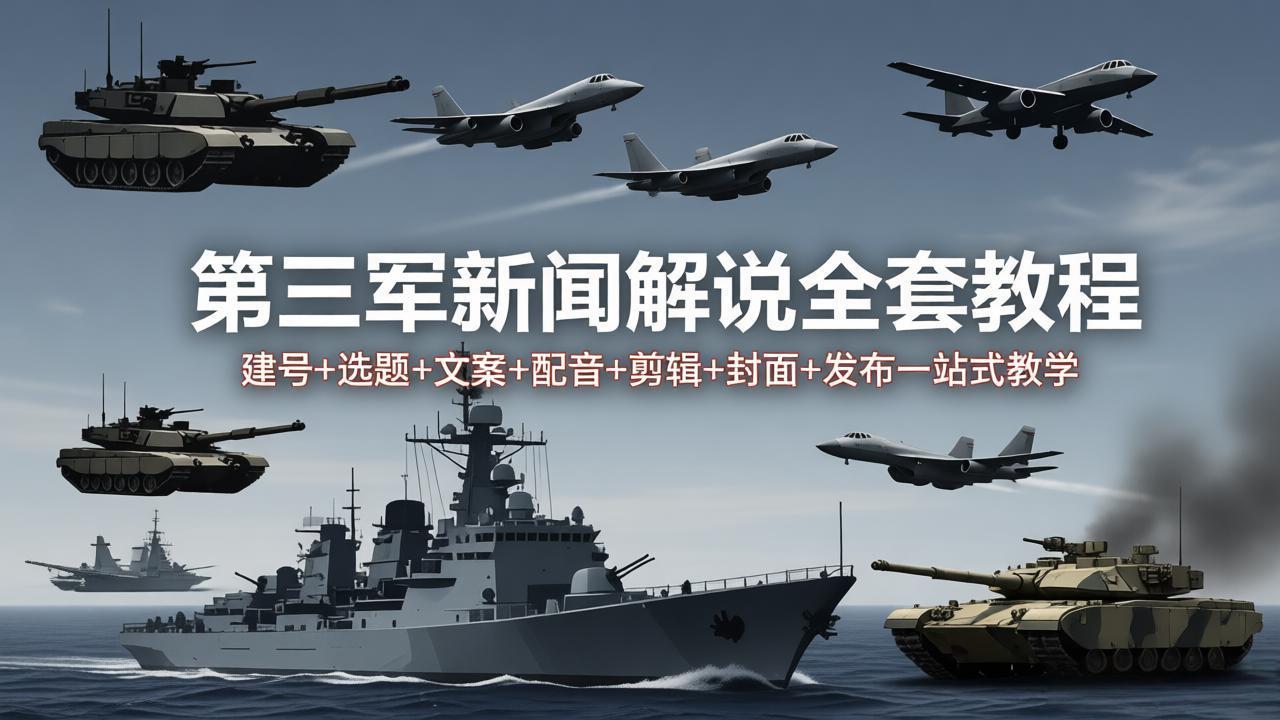 第三军迷新闻解说全套教程：建号+选题+文案+配音+剪辑+封面+发布一站式教学|协议软件打粉软件