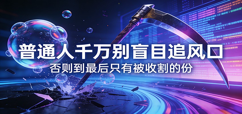 付费文章《通人千万别盲目追风口》否则到最后只有被收割的份|协议软件打粉软件