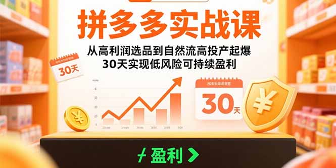 拼多多实战课：从高利润选品到自然流高投产起爆 30天实现低风险可持续盈利|HOOK协议网