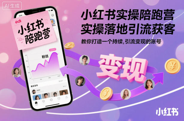 小红书实操陪跑营，实操落地引流获客，教你打造一个持续引流变现的账号|HOOK协议网