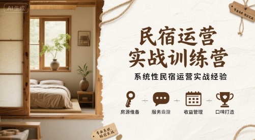 民宿运营实战训练营，系统性民宿运营实战经验|HOOK协议网