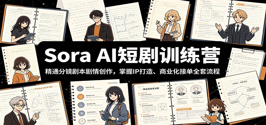 Sora AI短剧训练营：精通分镜剧本剧情创作，掌握IP打造、商业化接单全套流程|一人科技公司导航