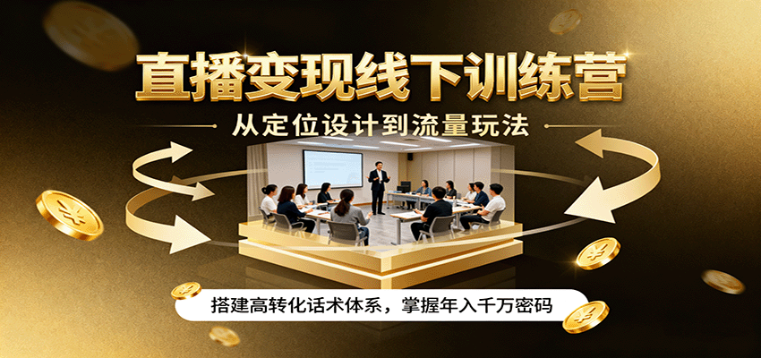 直播变现线下训练营，从定位设计到流量玩法，搭建高转化话术体系，掌握年入千万密码|HOOK协议网