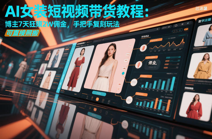 AI女装短视频带货教程：博主7天狂賺2W佣金，手把手复刻玩法，可直接照搬|HOOK协议网