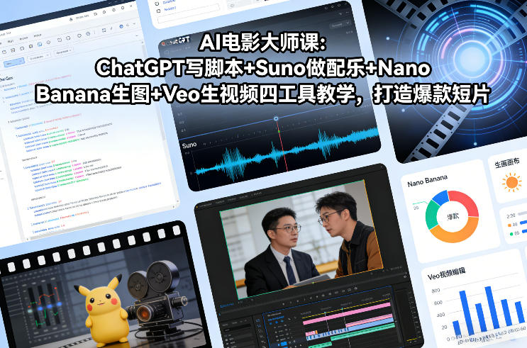 AI电影大师课：ChatGPT写脚本+Suno做配乐+Nano Banana生图+Veo生视频，打造爆款短片|HOOK协议网