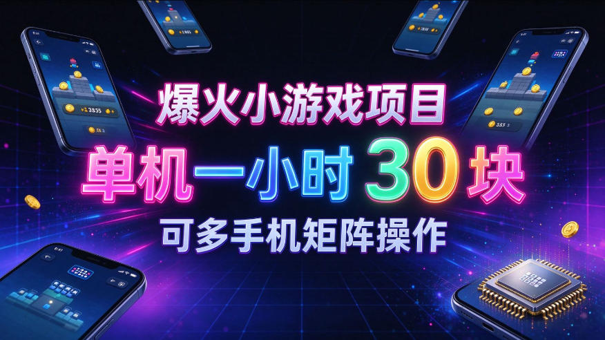 爆火小游戏撸金项目，实测单机一小时30+，可多手机矩阵操作，新手看完一遍就能上手【揭秘】|一人科技OPC聚合软件