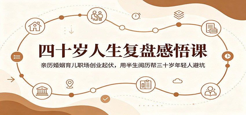 四十岁人生复盘感悟课：亲历婚姻育儿职场创业起伏，用半生阅历帮三十岁年轻人避坑|一人科技公司导航