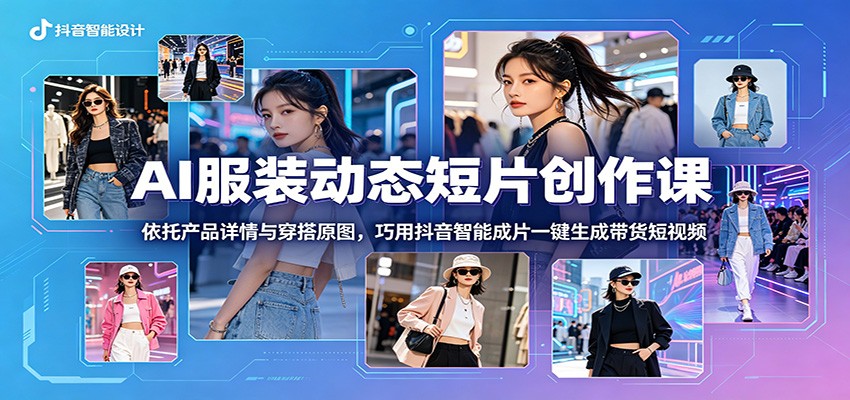 AI服装动态短片创作课：依托产品详情与穿搭原图，巧用抖音智能成片一键生成带货短视频|一人科技公司导航