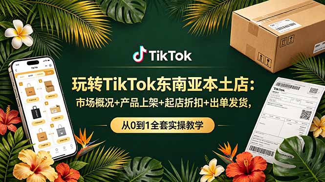 玩转TikTok东南亚本土店：市场概况+产品上架+起店折扣+出单发货，从0到1全套实操教学|一人科技公司导航