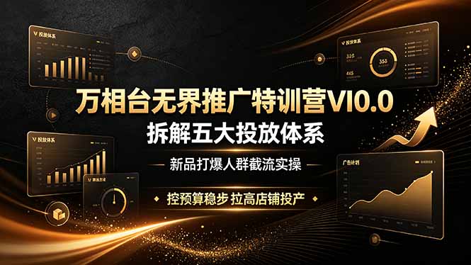 万相台无界推广特训营VI0.0，拆解五大投放体系，新品打爆人群截流实操，控预算稳步拉高店铺投产|一人科技OPC聚合软件