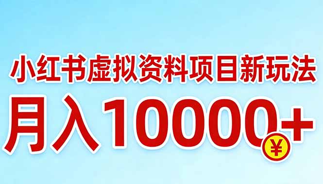 小红书虚拟资料项目最新玩法，月入10000＋|协议软件打粉软件