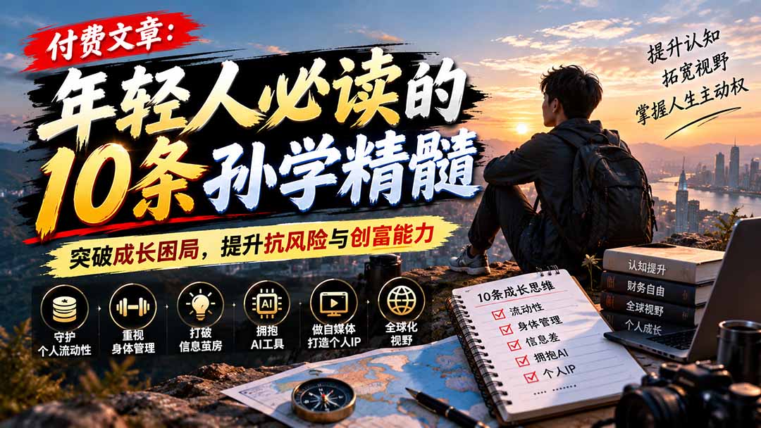 付费文章：年轻人必读的10条孙学精髓，突破成长困局，提升抗风险与创富能力|一人科技OPC聚合软件