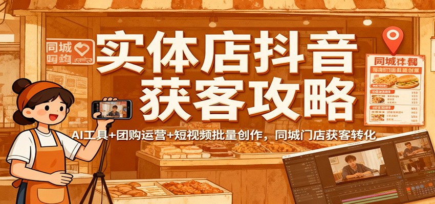 实体店抖音获客攻略：AI工具+团购运营+短视频批量创作，同城门店获客转化|HOOK协议网