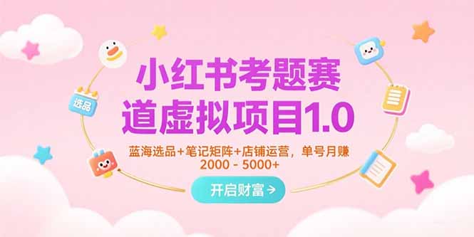 小红书考题赛道虚拟项目1.0，蓝海选品+笔记矩阵+店铺运营，单号月赚5000+|HOOK协议网