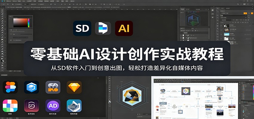 零基础AI设计创作实战教程：从SD软件入门到创意出图，轻松打造差异化自媒体内容|协议软件打粉软件