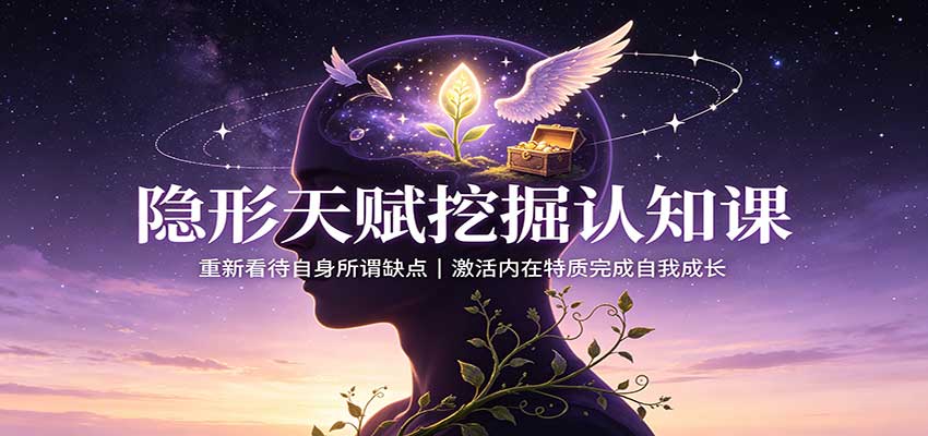 隐形天赋挖掘认知课：重新看待自身所谓缺点，激活内在特质完成自我成长|一人科技OPC聚合软件