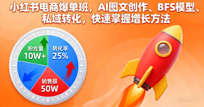 小红书电商爆单班，AI图文创作、BFS模型、私域转化，快速掌握增长方法|HOOK协议网