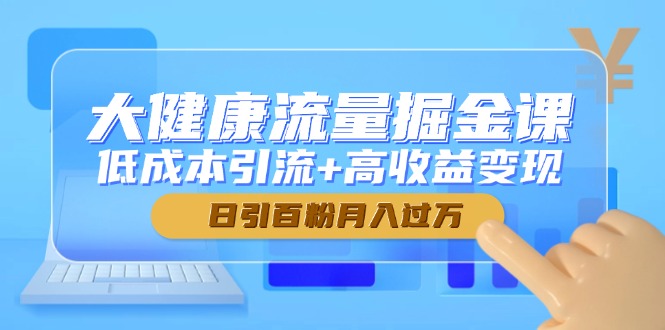 大健康流量掘金课，低成本引流+高收益变现，日引百粉月入过万|HOOK协议网